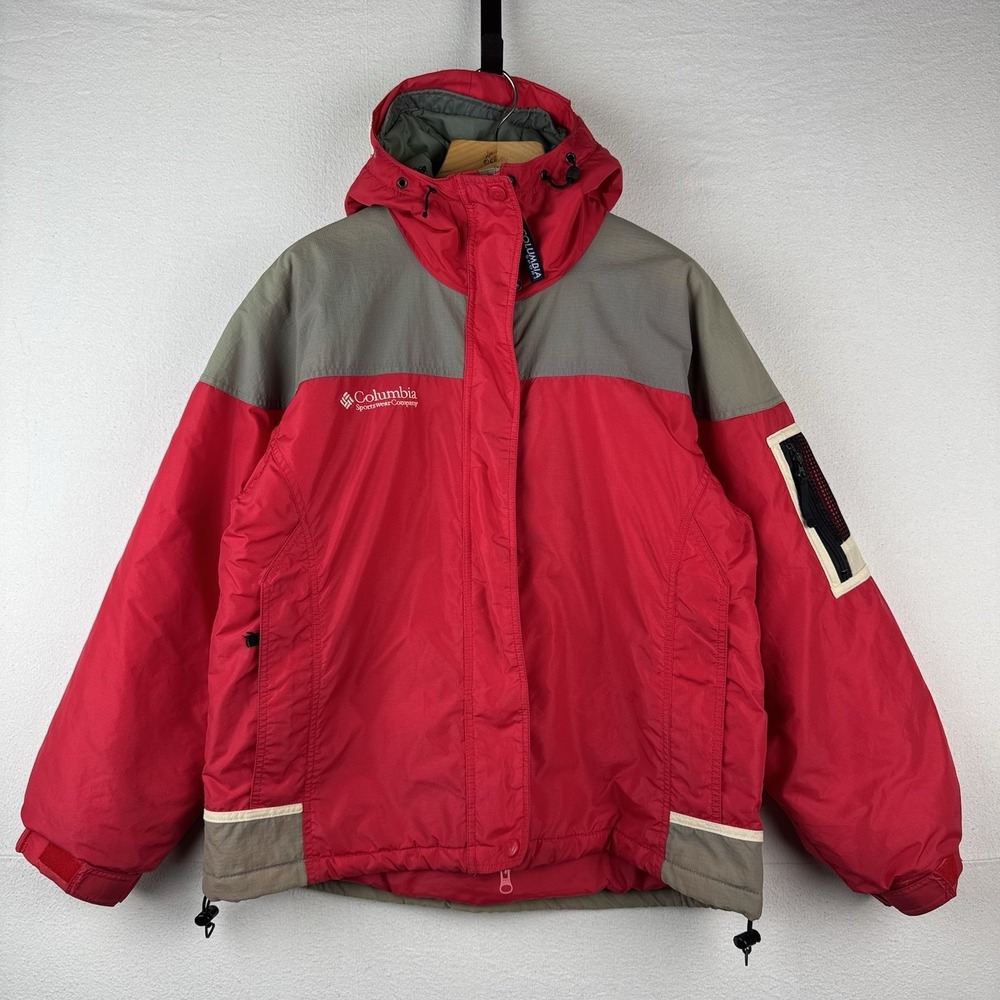 90's Vtg Columbia‎ Sportswear Portland Women's M Red Hooded Parka Jacket Coat